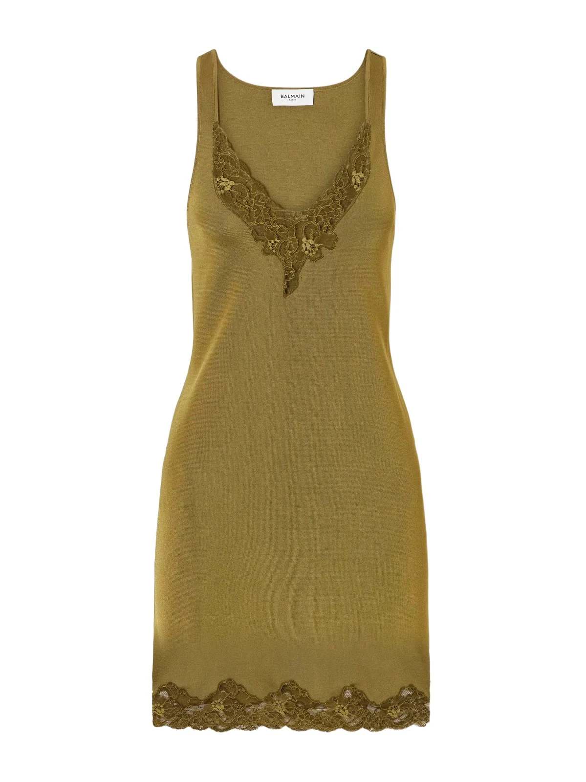 Lace-trimmed Knitted Mini Dress