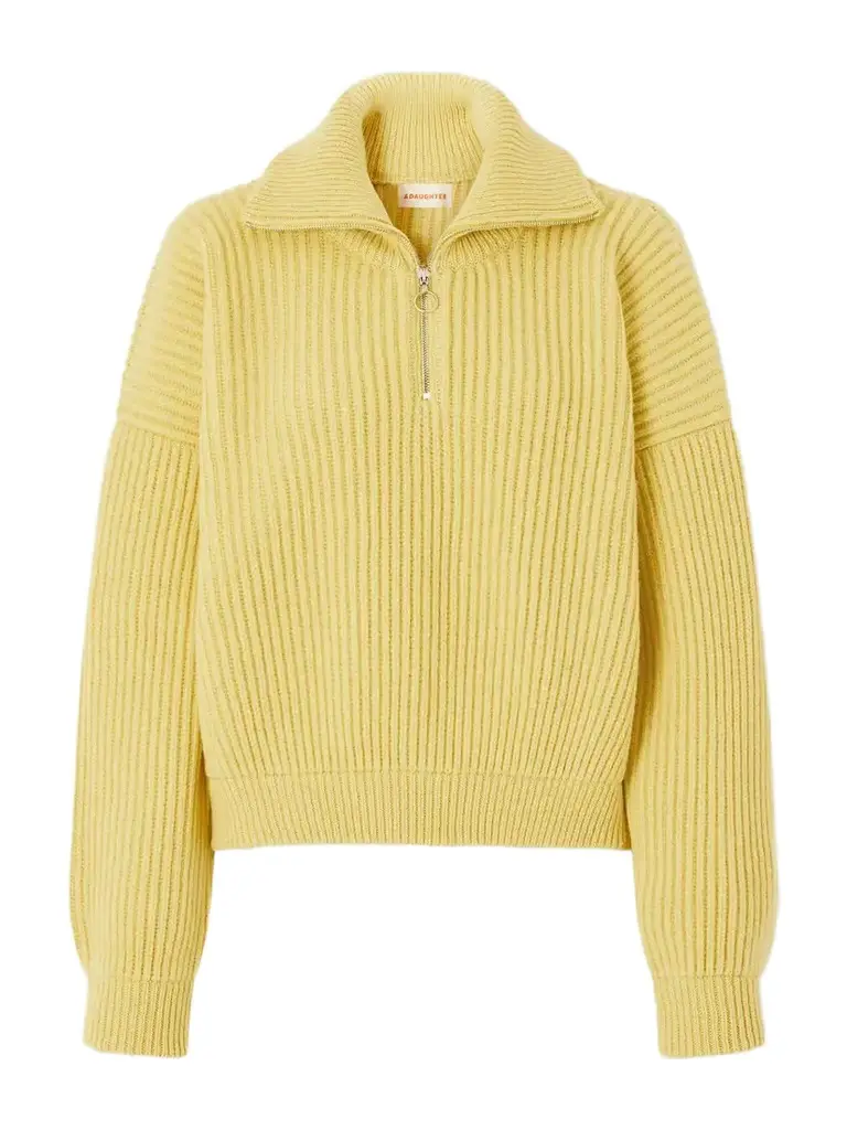 Daughter Ribbed Wool Half-zip Sweater