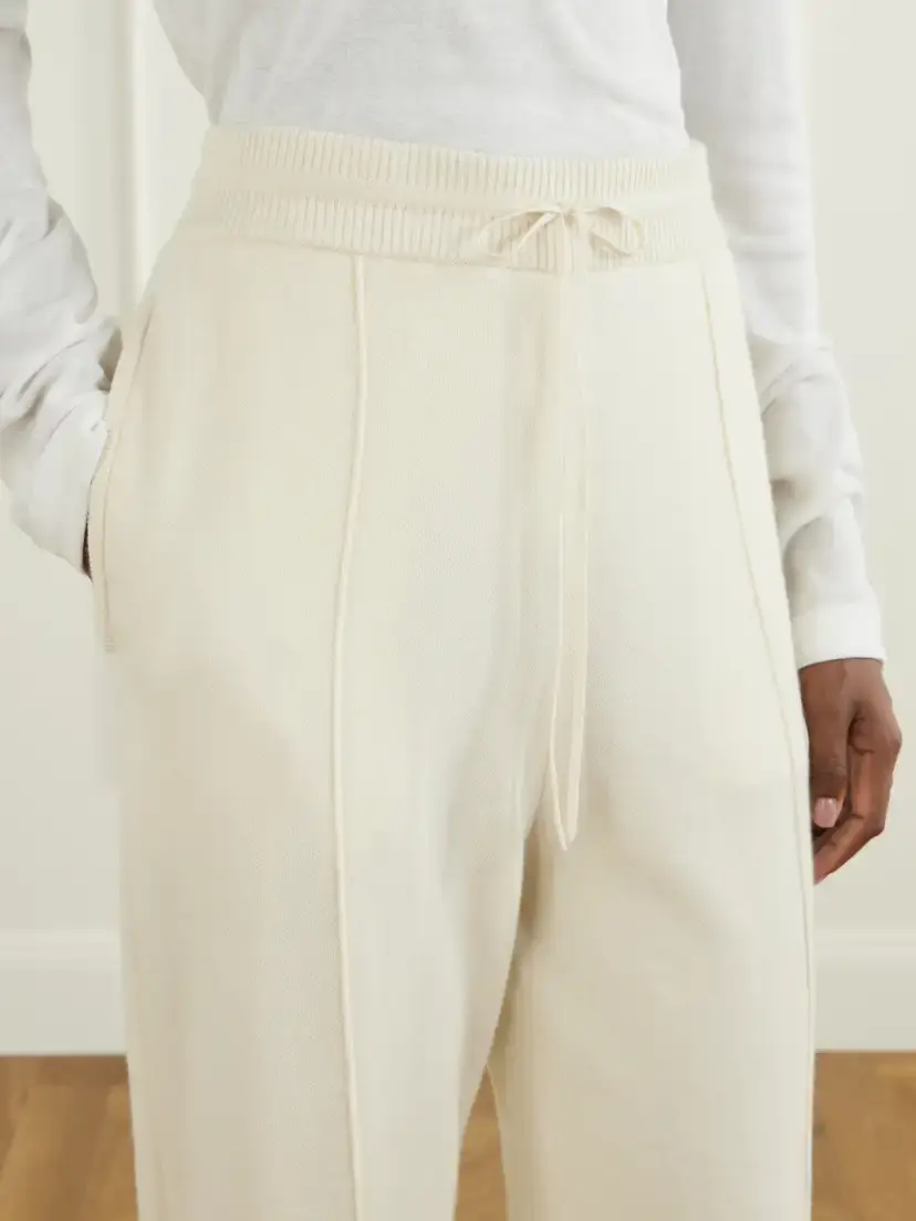 TOTEME Drawstring Wool, Organic Cotton And Cashmere-blend Tapered Track Pants | Thumbnail 5 TOTEME Drawstring Wool, Organic Cotton And Cashmere-blend Tapered Track Pants | Thumbnail 5
