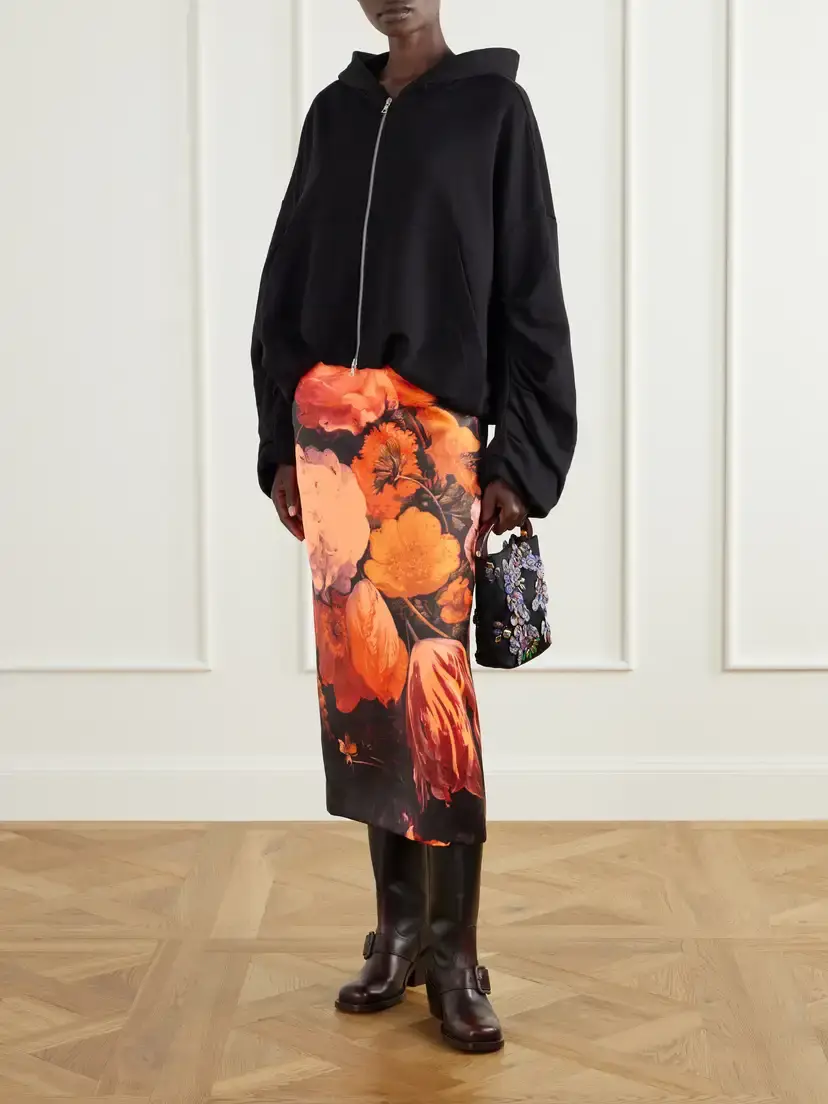 Dries Van Noten Floral-print Duchesse-satin Midi Skirt | Thumbnail 2 Dries Van Noten Floral-print Duchesse-satin Midi Skirt | Thumbnail 2