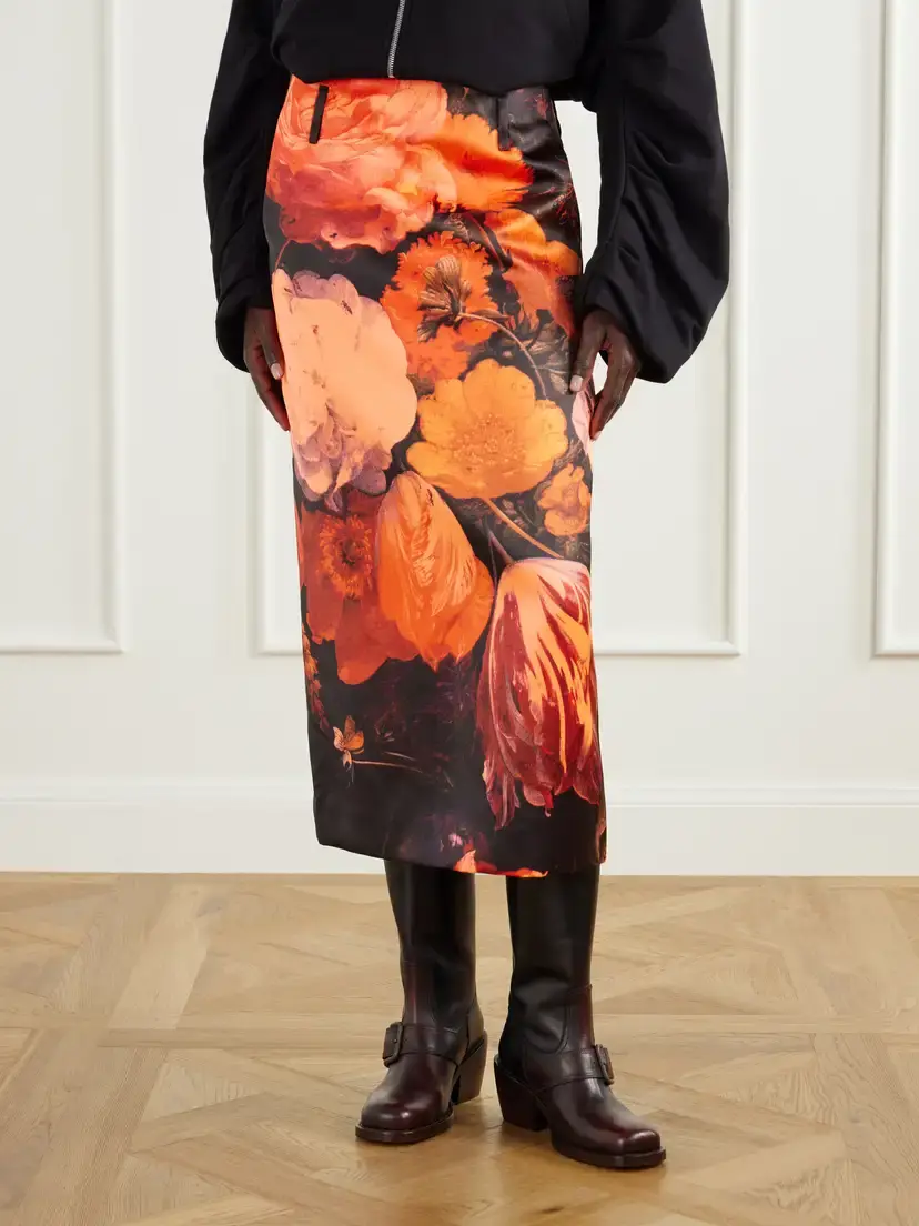 Dries Van Noten Floral-print Duchesse-satin Midi Skirt | Thumbnail 3 Dries Van Noten Floral-print Duchesse-satin Midi Skirt | Thumbnail 3