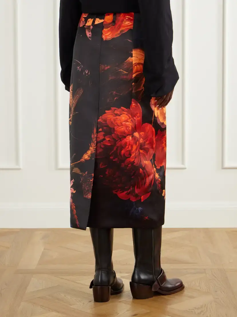 Dries Van Noten Floral-print Duchesse-satin Midi Skirt | Thumbnail 4 Dries Van Noten Floral-print Duchesse-satin Midi Skirt | Thumbnail 4