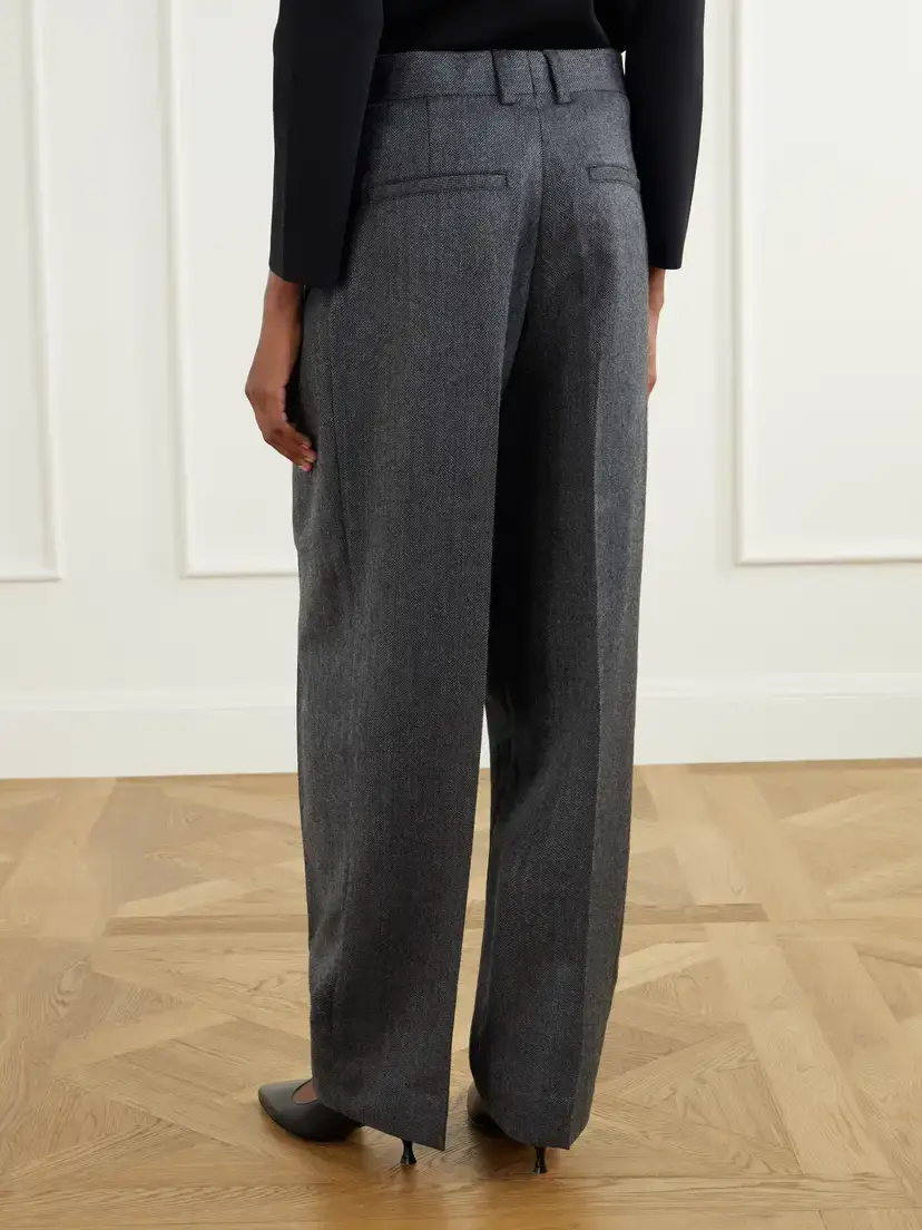 TOTEME Pleated Herringbone Wool Wide-leg Pants | Thumbnail 4 TOTEME Pleated Herringbone Wool Wide-leg Pants | Thumbnail 4