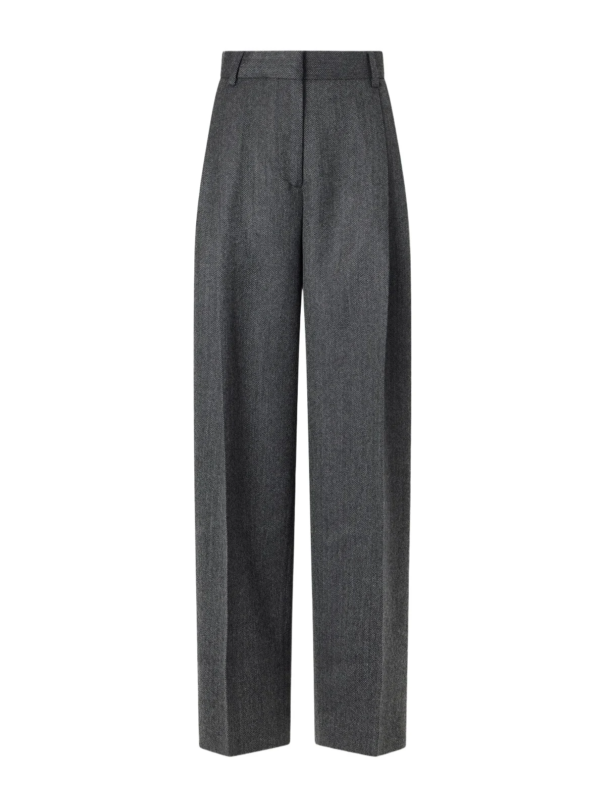 Pleated Herringbone Wool Wide-leg Pants