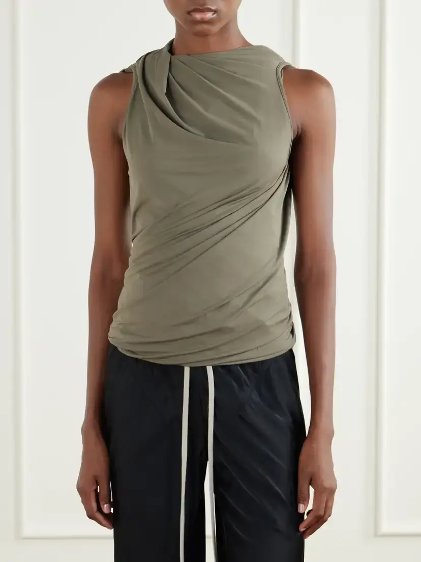 Rick Owens Luna Draped Crepe-jersey Tank | Thumbnail 3 Rick Owens Luna Draped Crepe-jersey Tank | Thumbnail 3