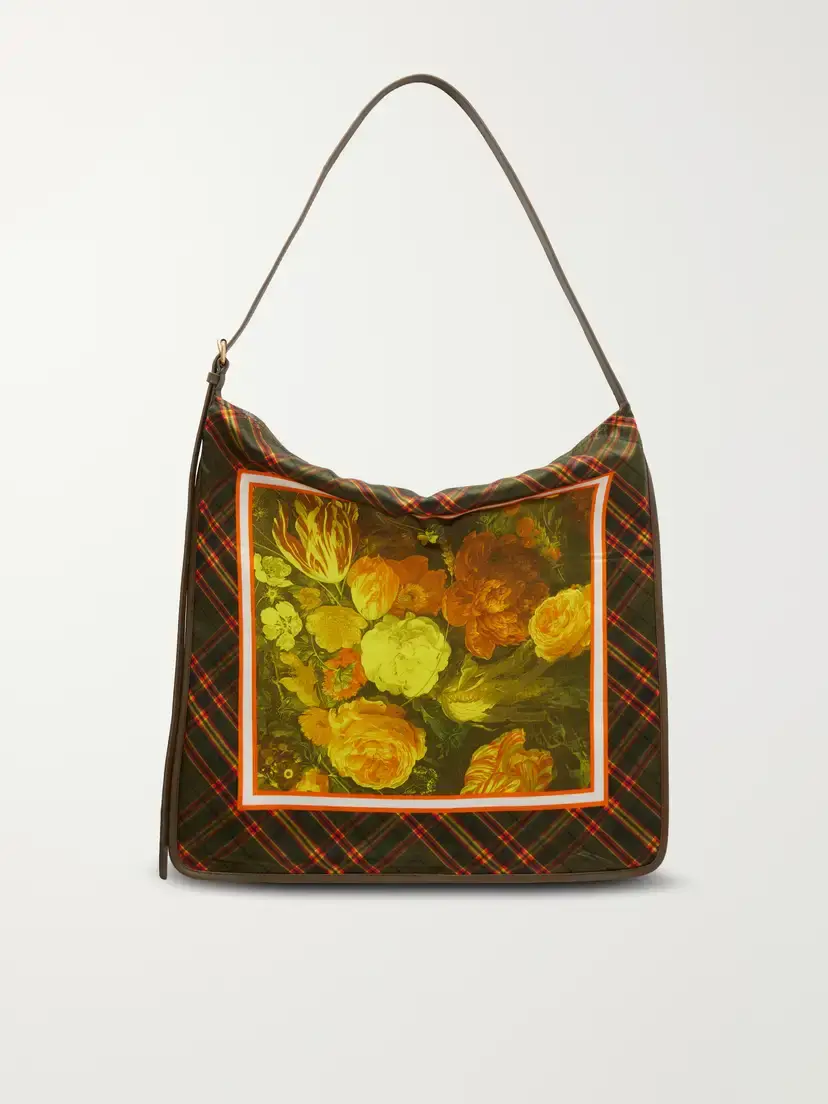Dries Van Noten Printed Large Leather-trimmed Satin Shoulder Bag | Thumbnail 4 Dries Van Noten Printed Large Leather-trimmed Satin Shoulder Bag | Thumbnail 4
