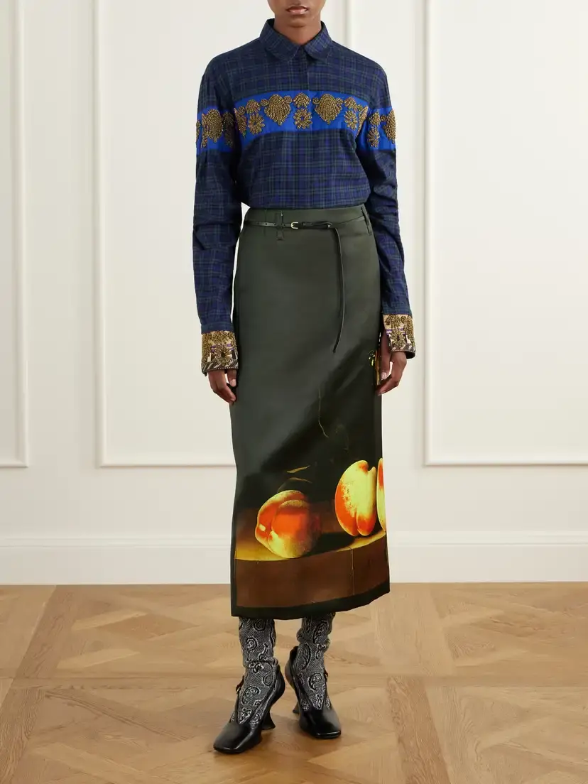 Dries Van Noten Printed Duchesse-satin Midi Skirt | Thumbnail 2