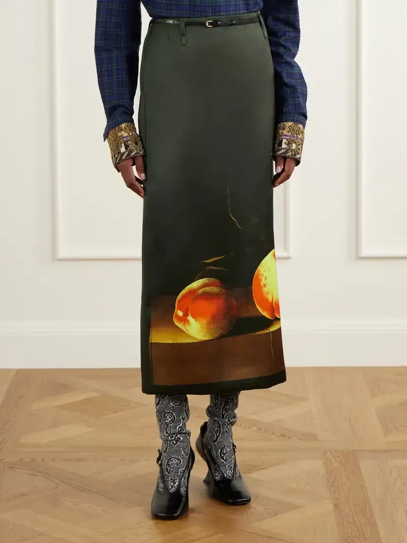 Dries Van Noten Printed Duchesse-satin Midi Skirt | Thumbnail 3