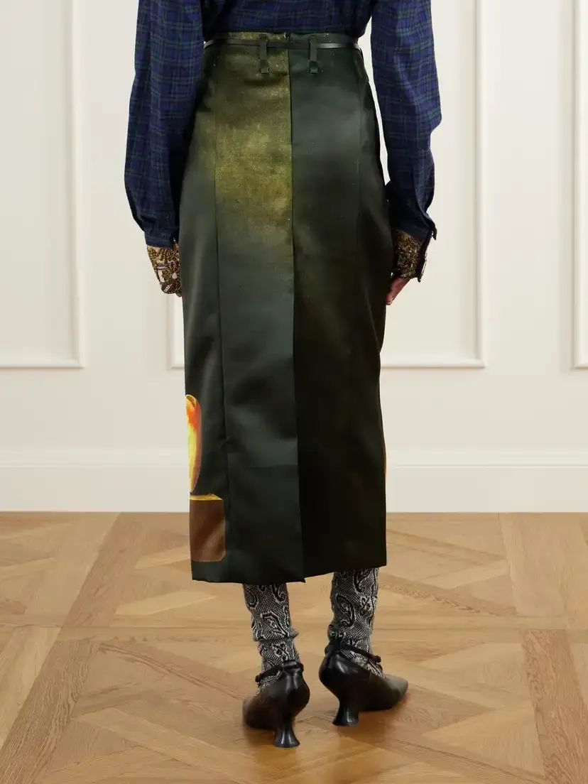 Dries Van Noten Printed Duchesse-satin Midi Skirt | Thumbnail 4