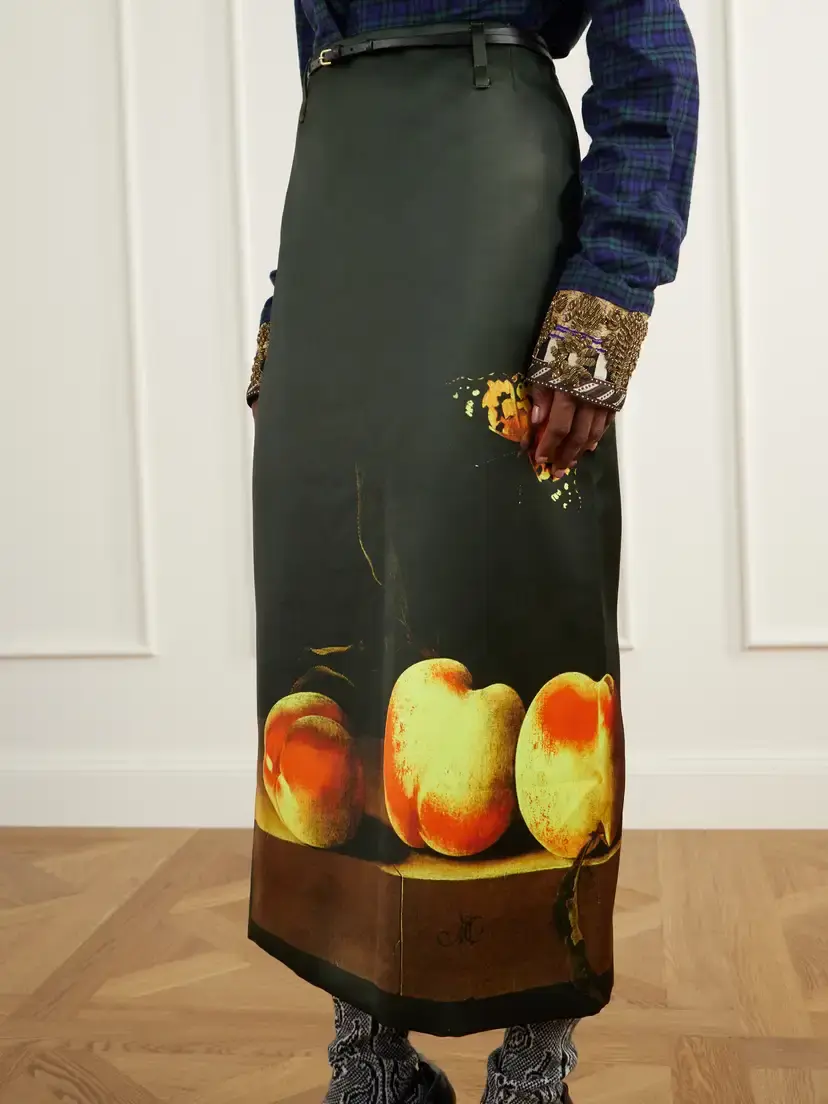 Dries Van Noten Printed Duchesse-satin Midi Skirt | Thumbnail 5