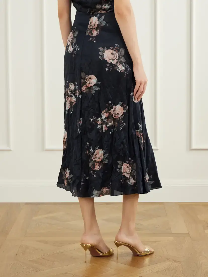Erdem Floral-print Crinkled Satin Midi Skirt | Thumbnail 4 Erdem Floral-print Crinkled Satin Midi Skirt | Thumbnail 4