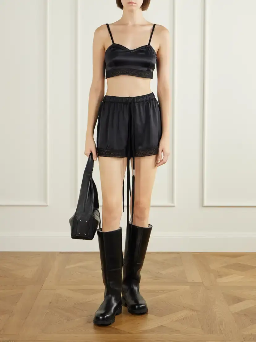Ann Demeulemeester Xaja Lace-trimmed Silk-satin Cropped Cami | Thumbnail 2