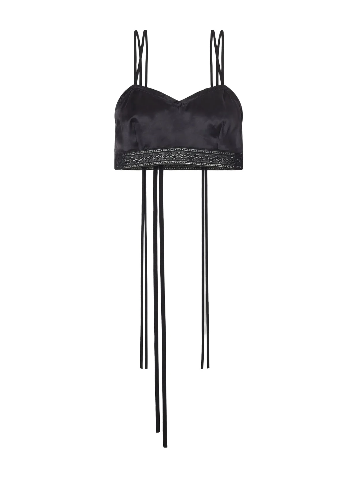Ann Demeulemeester Xaja Lace-trimmed Silk-satin Cropped Cami