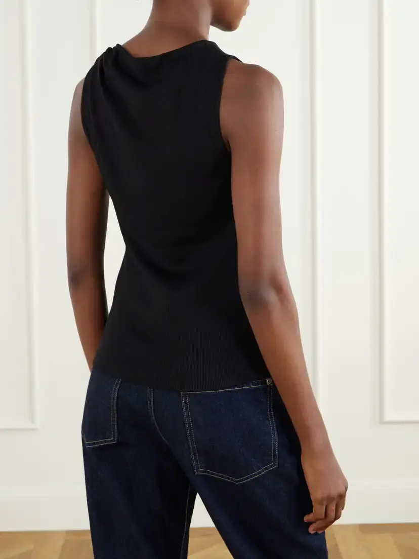 Veronica Beard Deylin Embellished Ribbed Stretch-cotton Tank | Thumbnail 3 Veronica Beard Deylin Embellished Ribbed Stretch-cotton Tank | Thumbnail 3