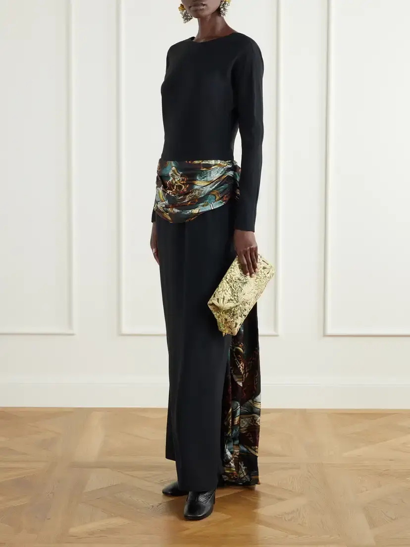 Dries Van Noten Belted Crepe-satin Maxi Dress | Thumbnail 2