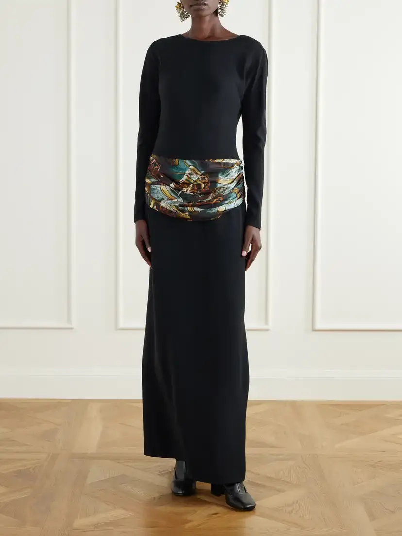 Dries Van Noten Belted Crepe-satin Maxi Dress | Thumbnail 3