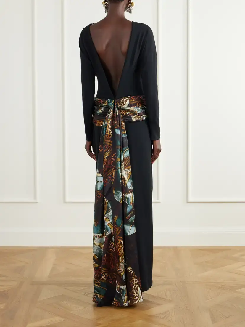 Dries Van Noten Belted Crepe-satin Maxi Dress | Thumbnail 4