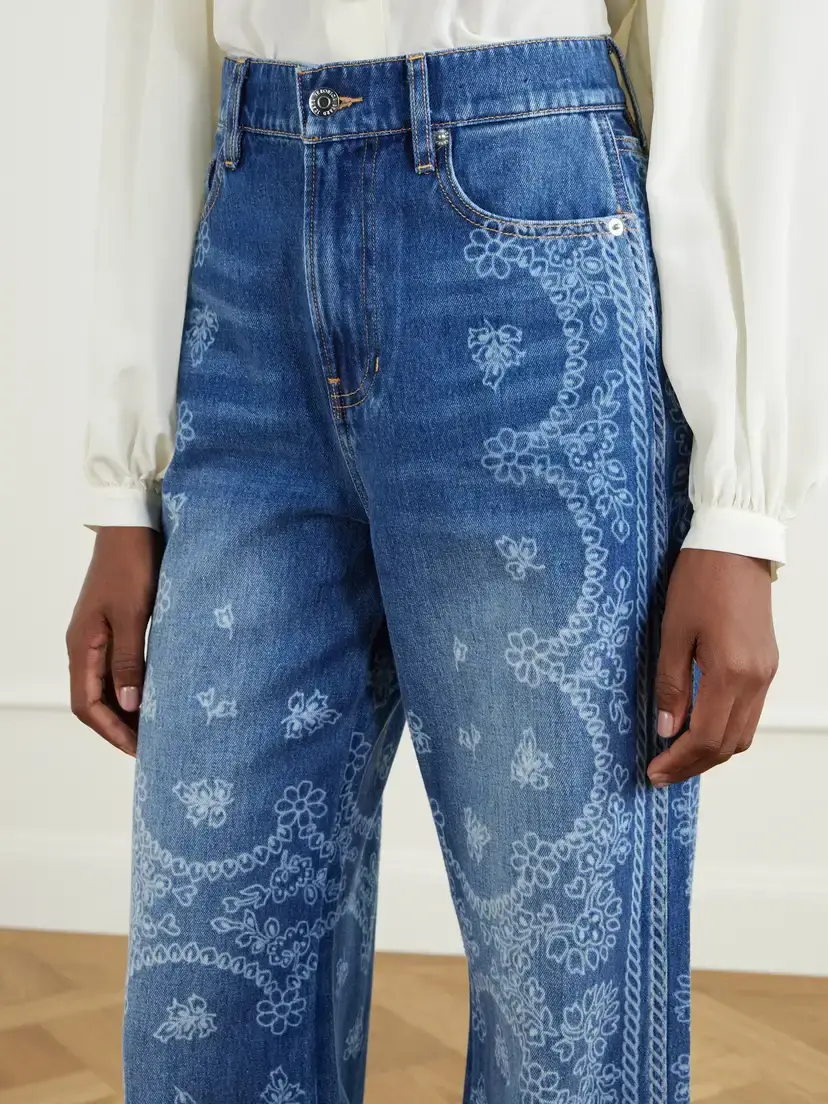 Veronica Beard Taylor Printed High-rise Wide-leg Jeans | Thumbnail 5