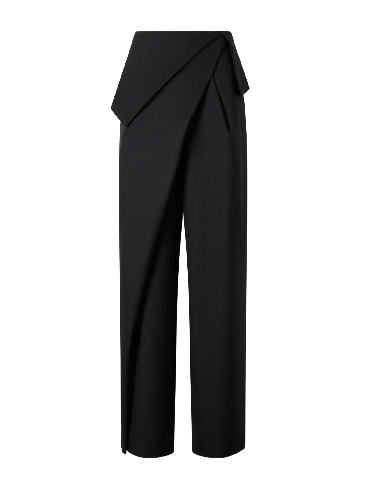 Loewe Folded Gathered Wool High-waist Wide-leg Pants