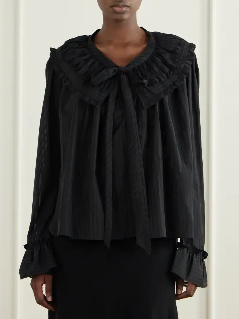 Thierry Colson Dauphine Ruffled Striped Cotton-voile Blouse | Thumbnail 3 Thierry Colson Dauphine Ruffled Striped Cotton-voile Blouse | Thumbnail 3