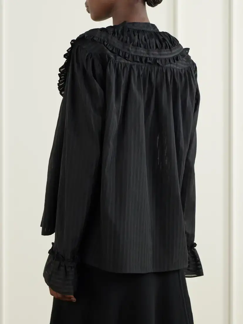 Thierry Colson Dauphine Ruffled Striped Cotton-voile Blouse | Thumbnail 4 Thierry Colson Dauphine Ruffled Striped Cotton-voile Blouse | Thumbnail 4