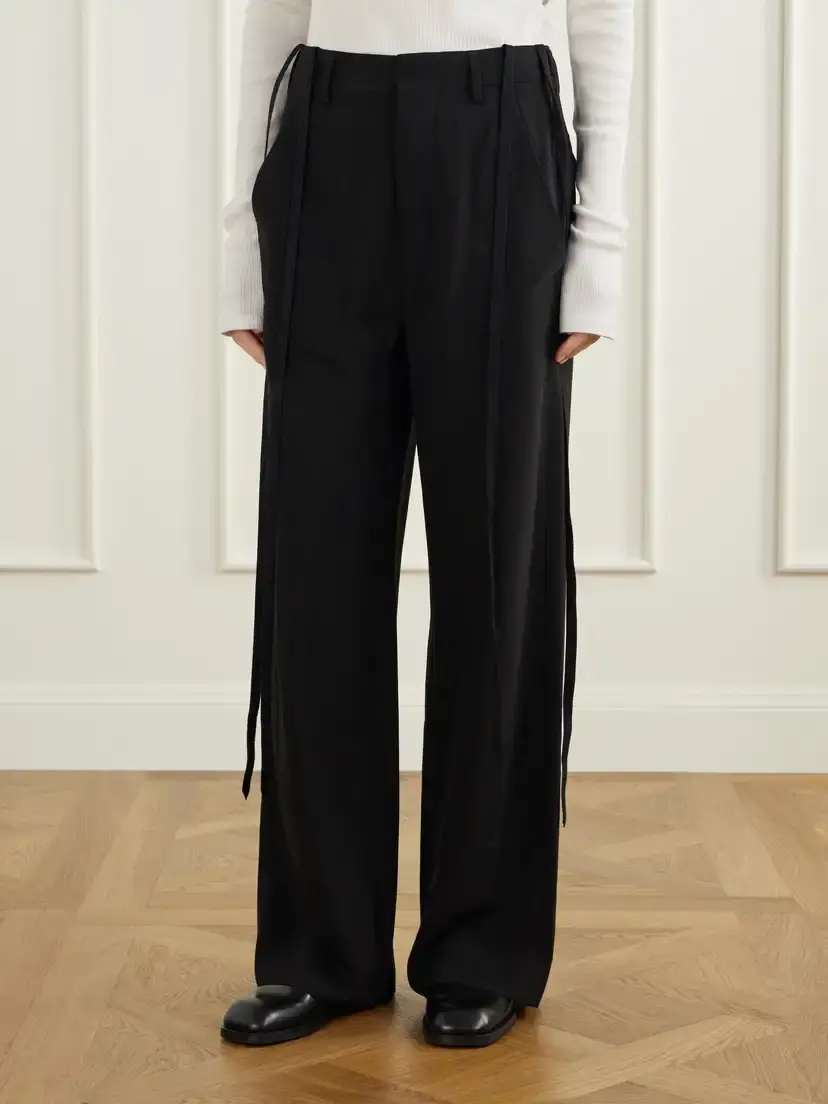 Ann Demeulemeester Anneke Ribbon-detailed Jersey Wide-leg Pants | Thumbnail 3 Ann Demeulemeester Anneke Ribbon-detailed Jersey Wide-leg Pants | Thumbnail 3