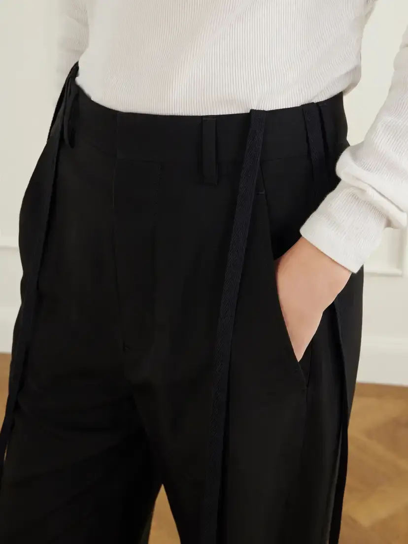 Ann Demeulemeester Anneke Ribbon-detailed Jersey Wide-leg Pants | Thumbnail 5 Ann Demeulemeester Anneke Ribbon-detailed Jersey Wide-leg Pants | Thumbnail 5