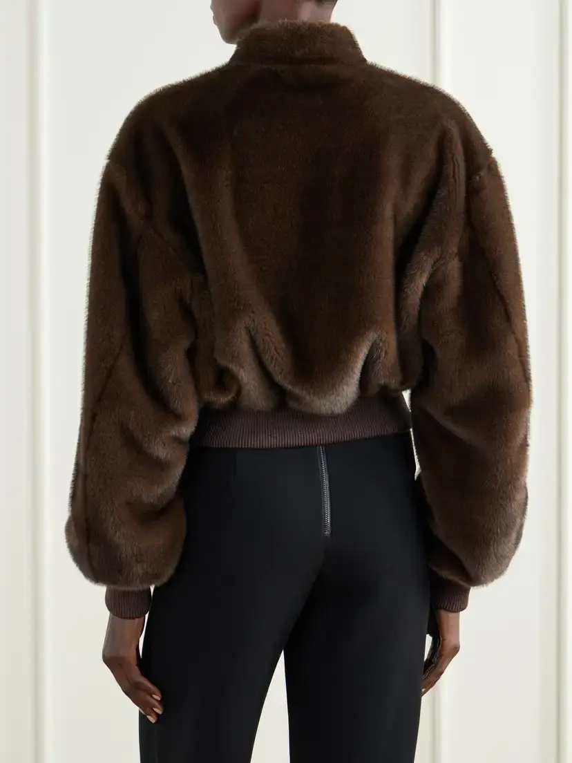 Stella McCartney Cropped Plush Bomber Jacket | Thumbnail 3 Stella McCartney Cropped Plush Bomber Jacket | Thumbnail 3