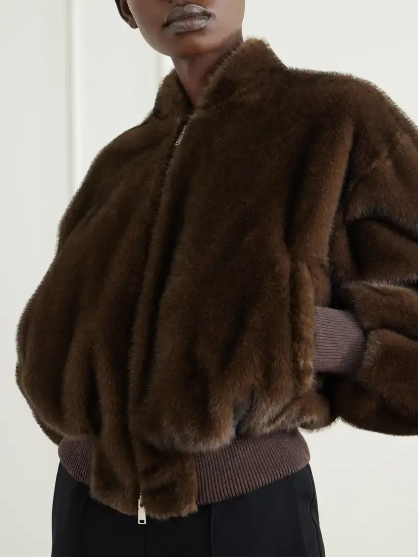 Stella McCartney Cropped Plush Bomber Jacket | Thumbnail 4 Stella McCartney Cropped Plush Bomber Jacket | Thumbnail 4