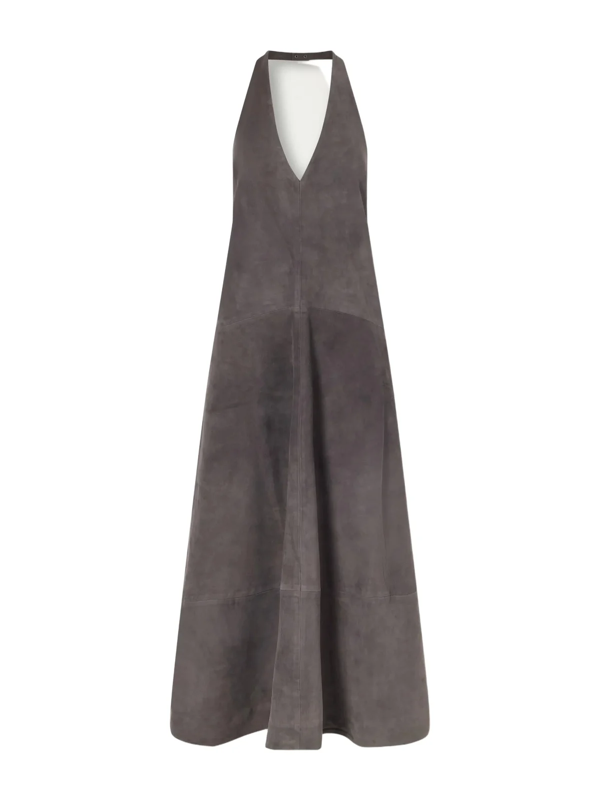 Paneled Suede Halterneck Midi Dress