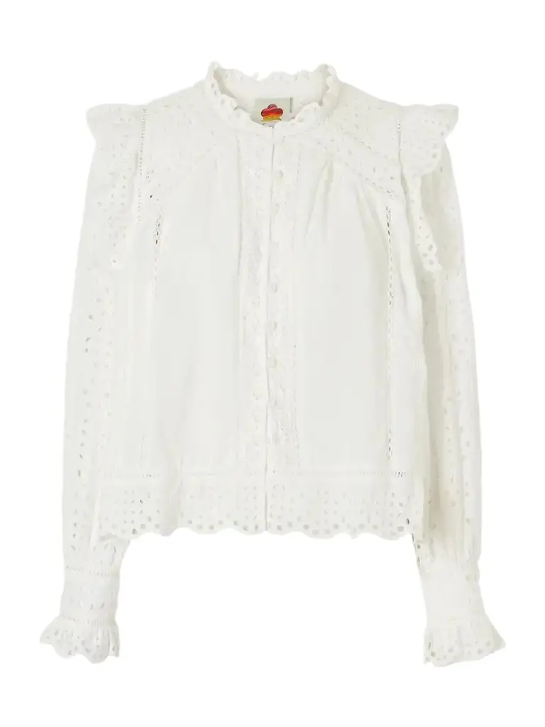 Ruffled Broderie Anglaise-trimmed Cotton Blouse Ruffled Broderie Anglaise-trimmed Cotton Blouse