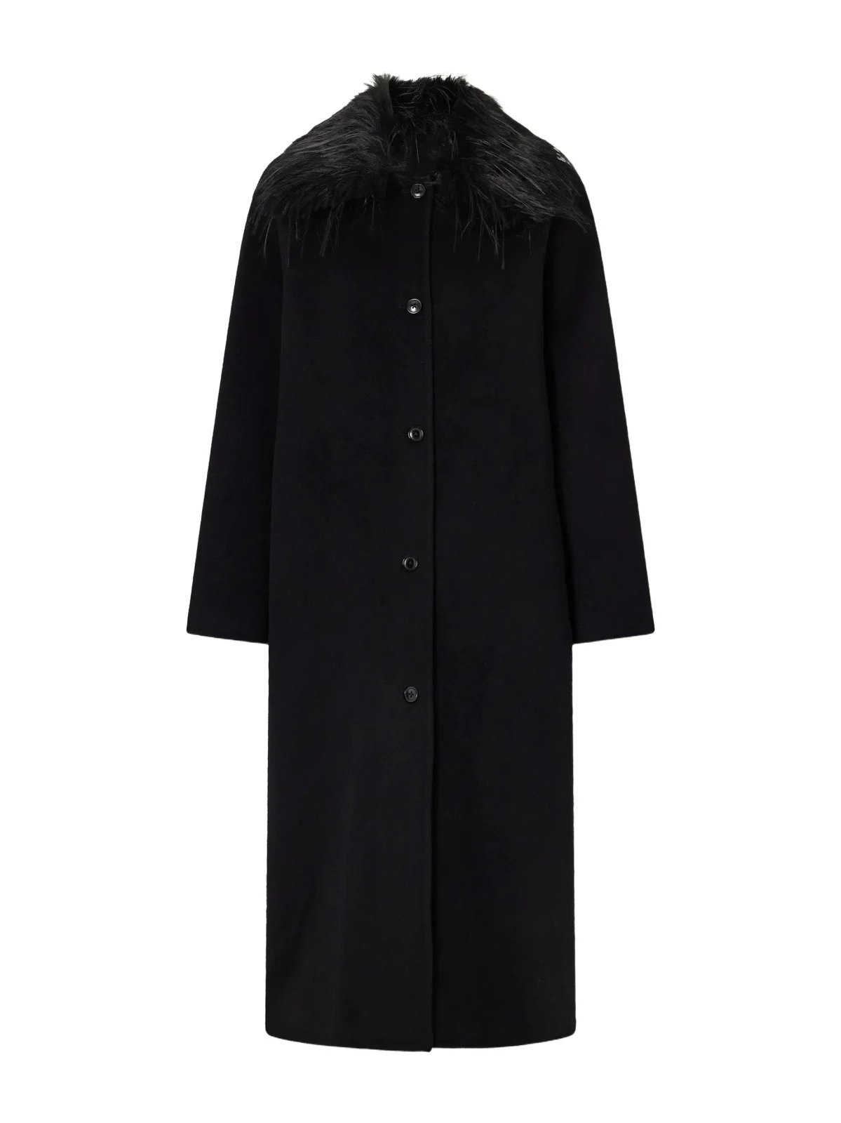 Loulou de Saison Plush-trimmed Wool And Cashmere-blend Coat - Black