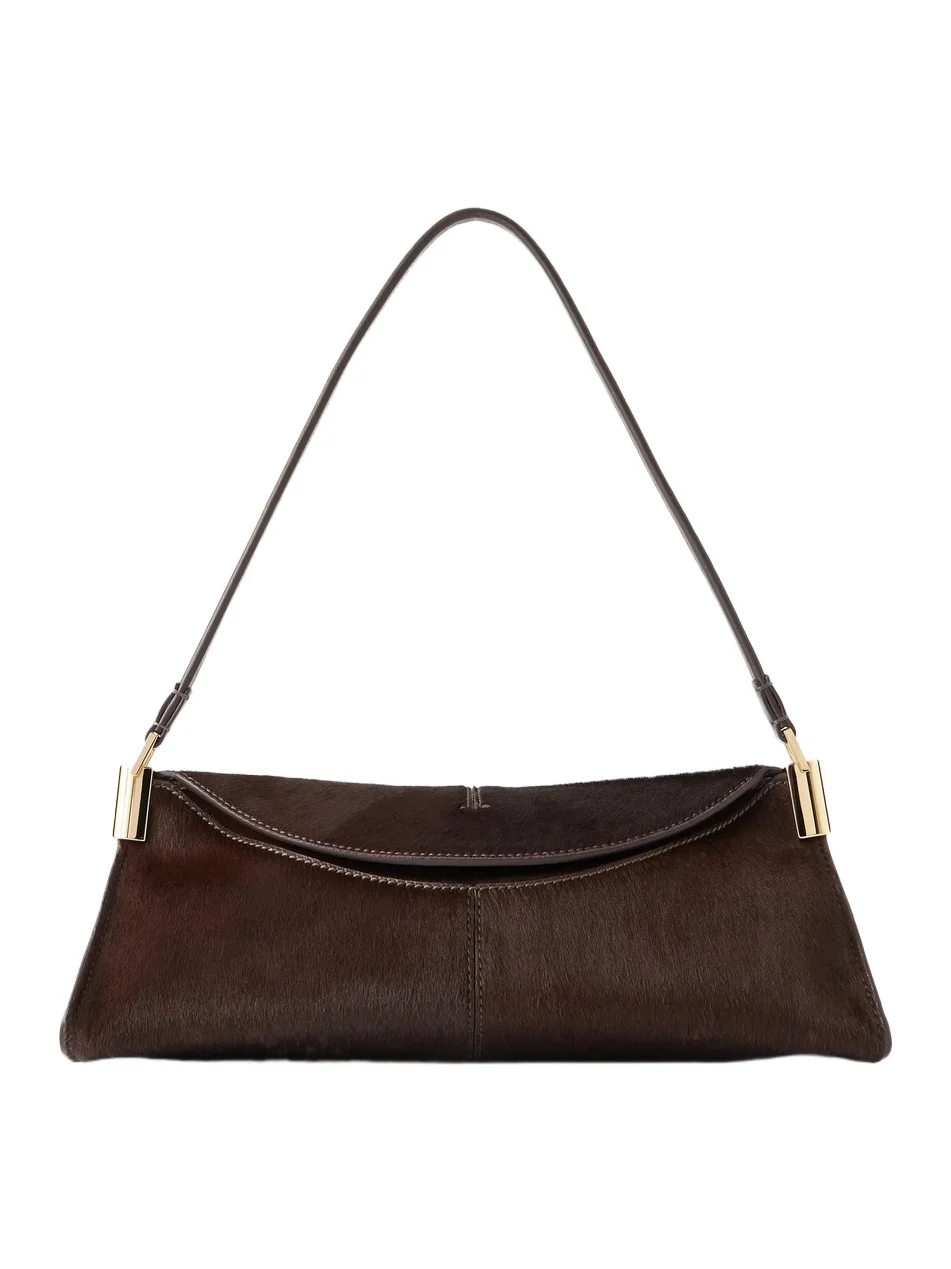 Balmain Leather-trimmed Pony-hair Shoulder Bag
