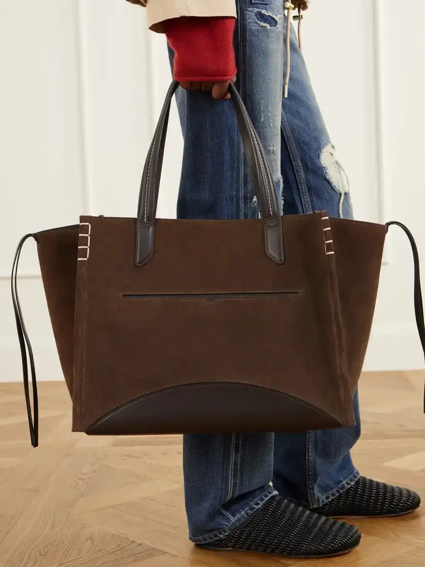 JW Anderson Loafer Cabas Leather-trimmed Suede Tote | Thumbnail 2 JW Anderson Loafer Cabas Leather-trimmed Suede Tote | Thumbnail 2