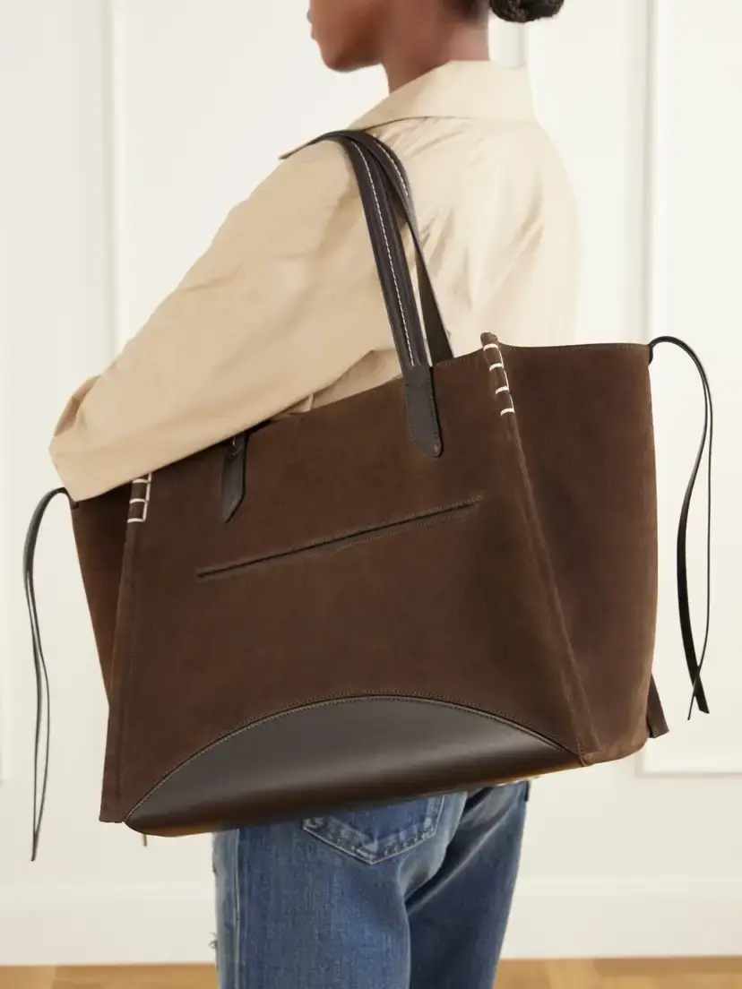 JW Anderson Loafer Cabas Leather-trimmed Suede Tote | Thumbnail 6 JW Anderson Loafer Cabas Leather-trimmed Suede Tote | Thumbnail 6