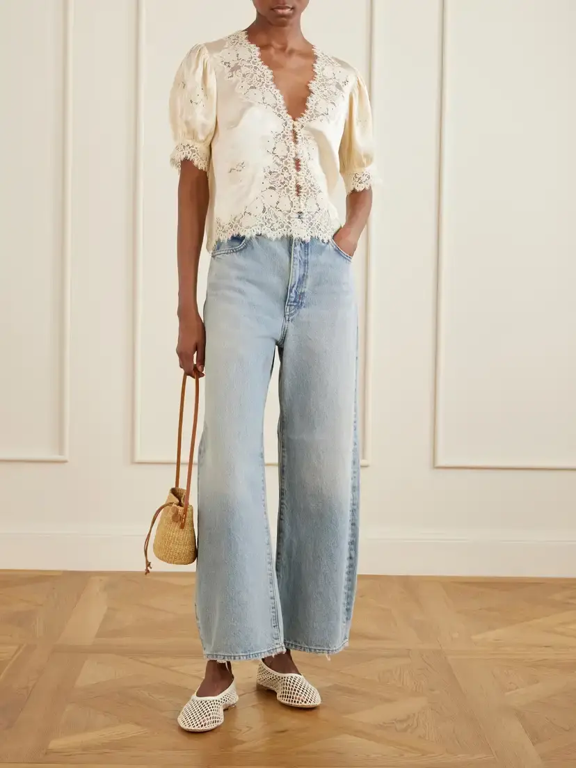 DÔEN Idella Lace-trimmed Silk-satin Blouse | Thumbnail 2 DÔEN Idella Lace-trimmed Silk-satin Blouse | Thumbnail 2