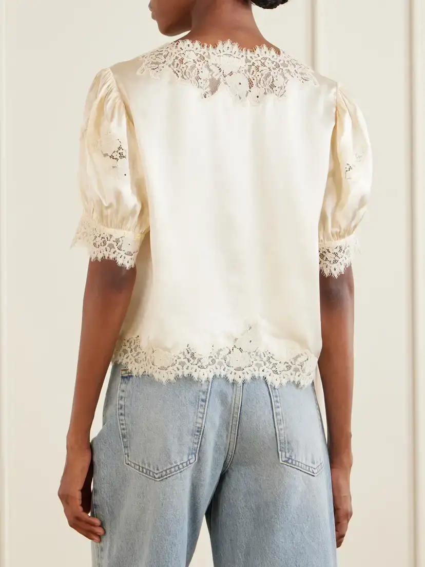 DÔEN Idella Lace-trimmed Silk-satin Blouse | Thumbnail 3 DÔEN Idella Lace-trimmed Silk-satin Blouse | Thumbnail 3
