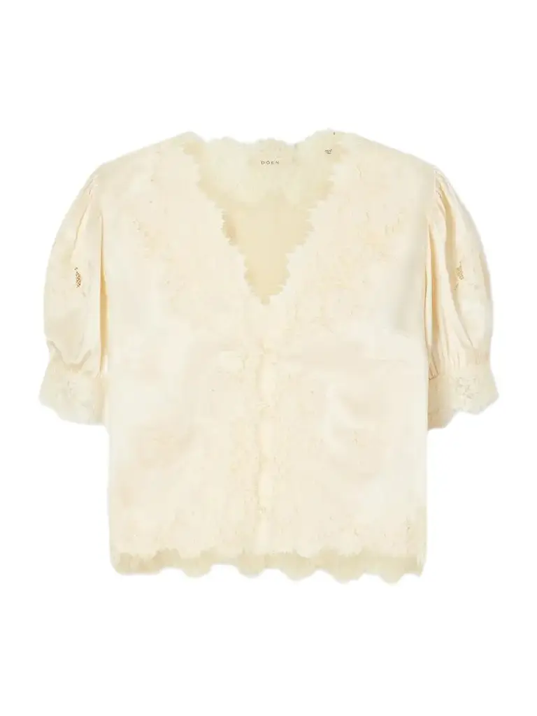 Idella Lace-trimmed Silk-satin Blouse Idella Lace-trimmed Silk-satin Blouse