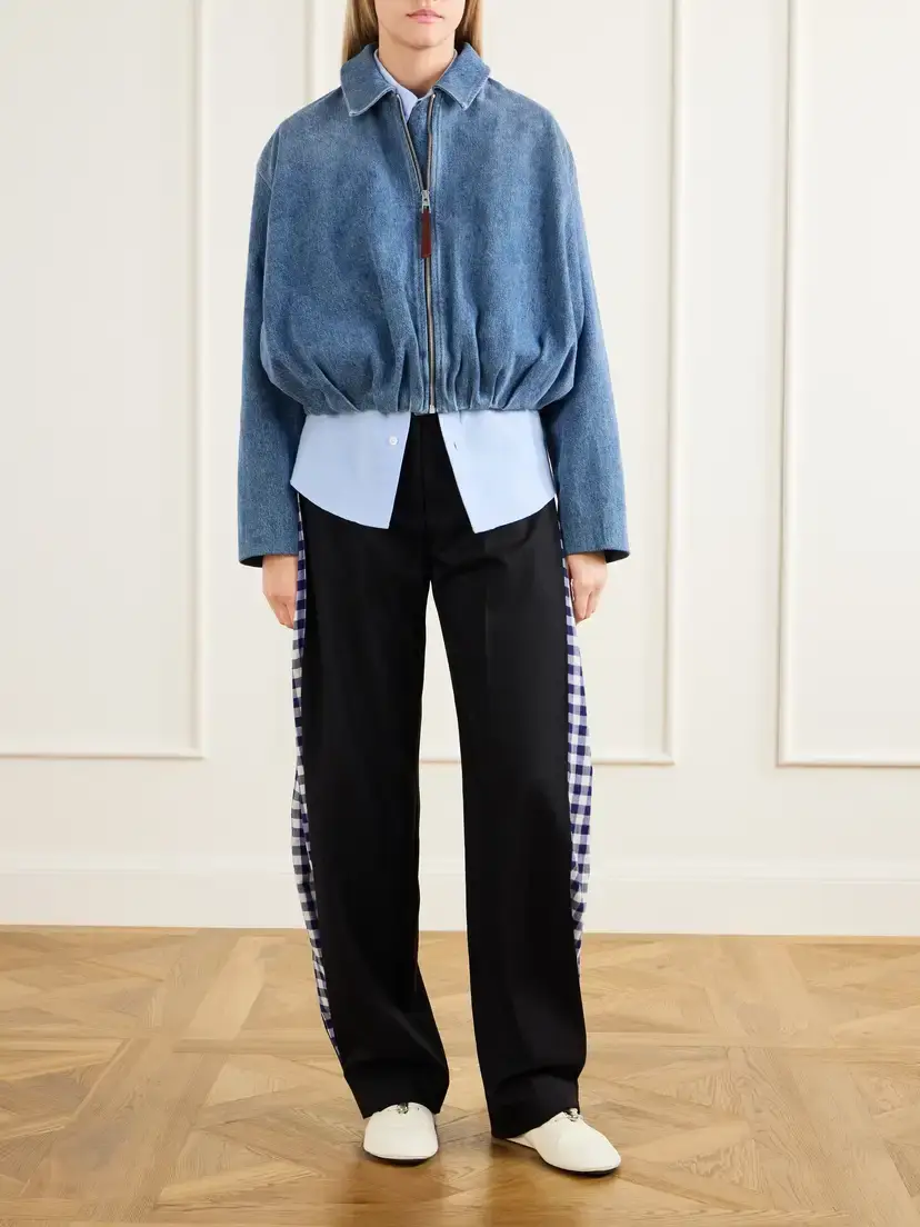 Loewe Checked Flannel-trimmed Wool Wide-leg Pants | Thumbnail 2