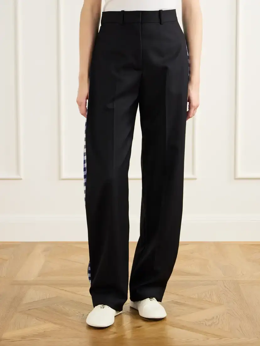 Loewe Checked Flannel-trimmed Wool Wide-leg Pants | Thumbnail 3