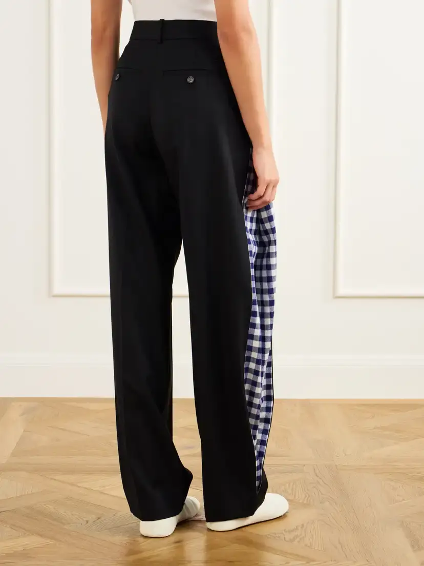 Loewe Checked Flannel-trimmed Wool Wide-leg Pants | Thumbnail 4