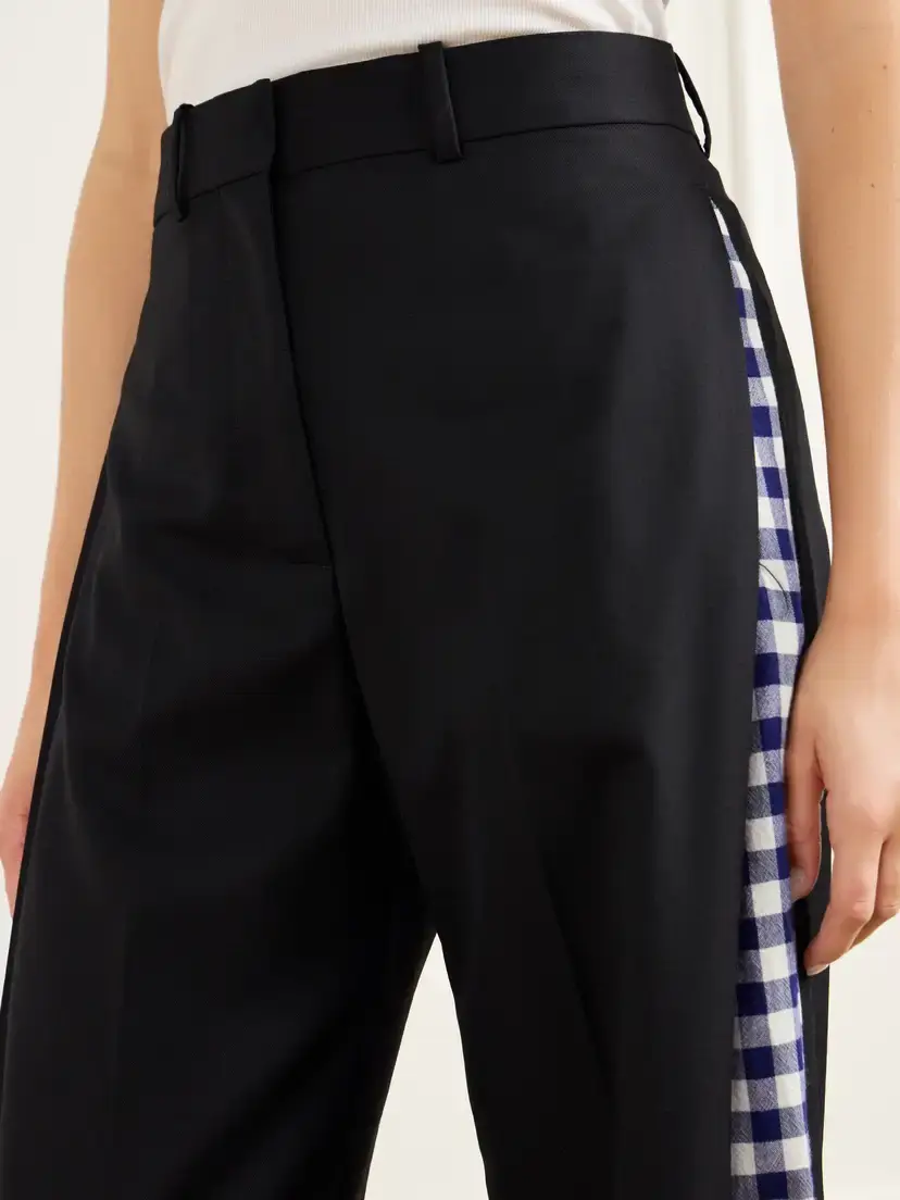 Loewe Checked Flannel-trimmed Wool Wide-leg Pants | Thumbnail 5