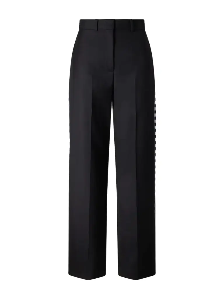 Checked Flannel-trimmed Wool Wide-leg Pants Checked Flannel-trimmed Wool Wide-leg Pants
