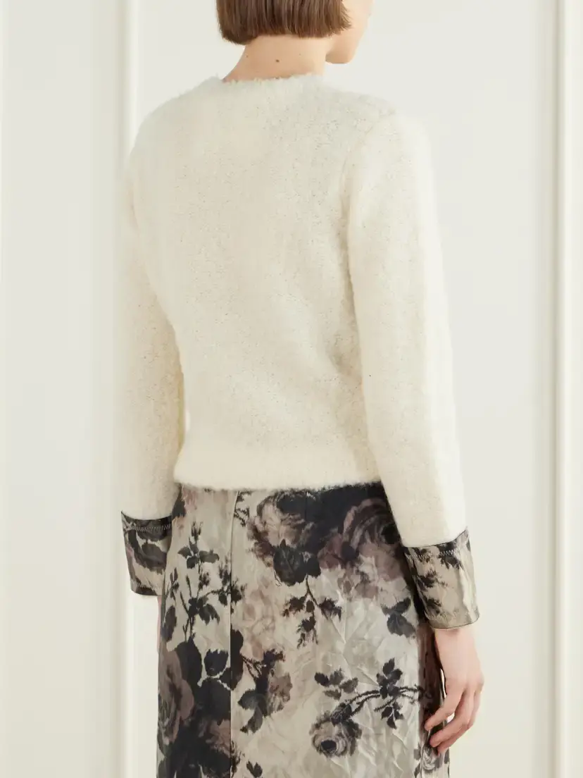 Erdem Satin-trimmed Wool And Alpaca-blend Cardigan | Thumbnail 4 Erdem Satin-trimmed Wool And Alpaca-blend Cardigan | Thumbnail 4