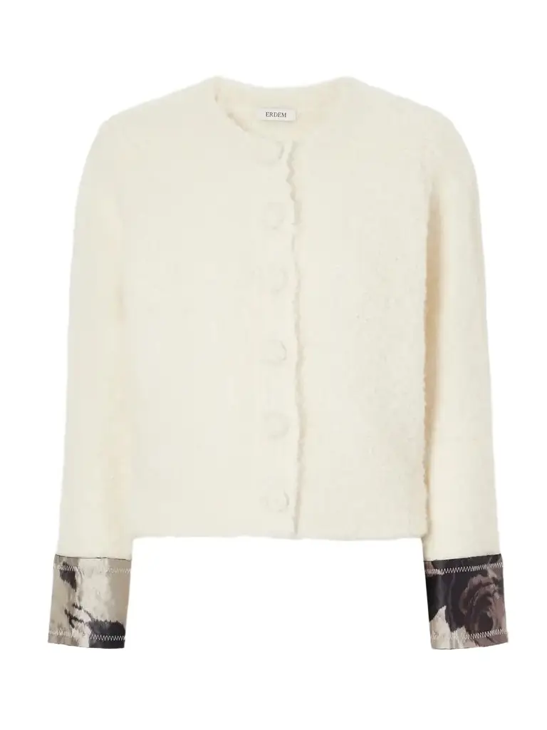 Erdem Satin-trimmed Wool And Alpaca-blend Cardigan