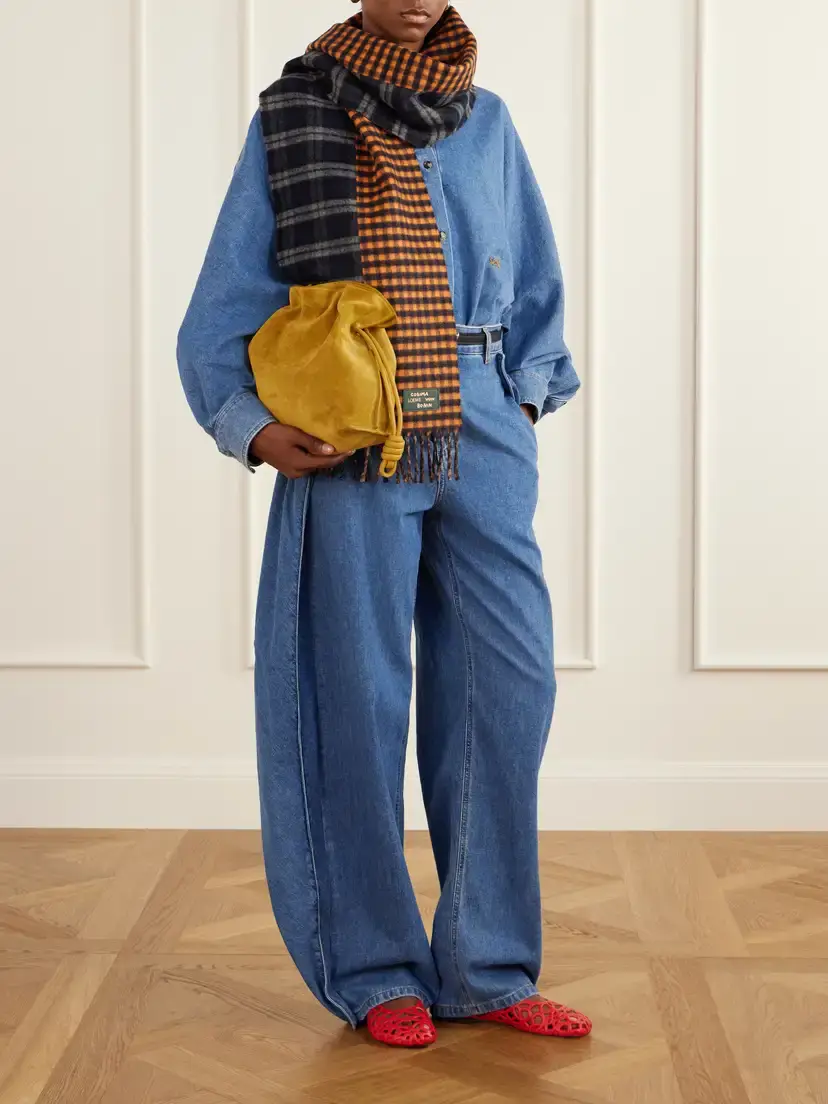 Loewe Fringed Checked Wool And Cashmere-blend Scarf - Multi | Thumbnail 2 Loewe Fringed Checked Wool And Cashmere-blend Scarf - Multi | Thumbnail 2
