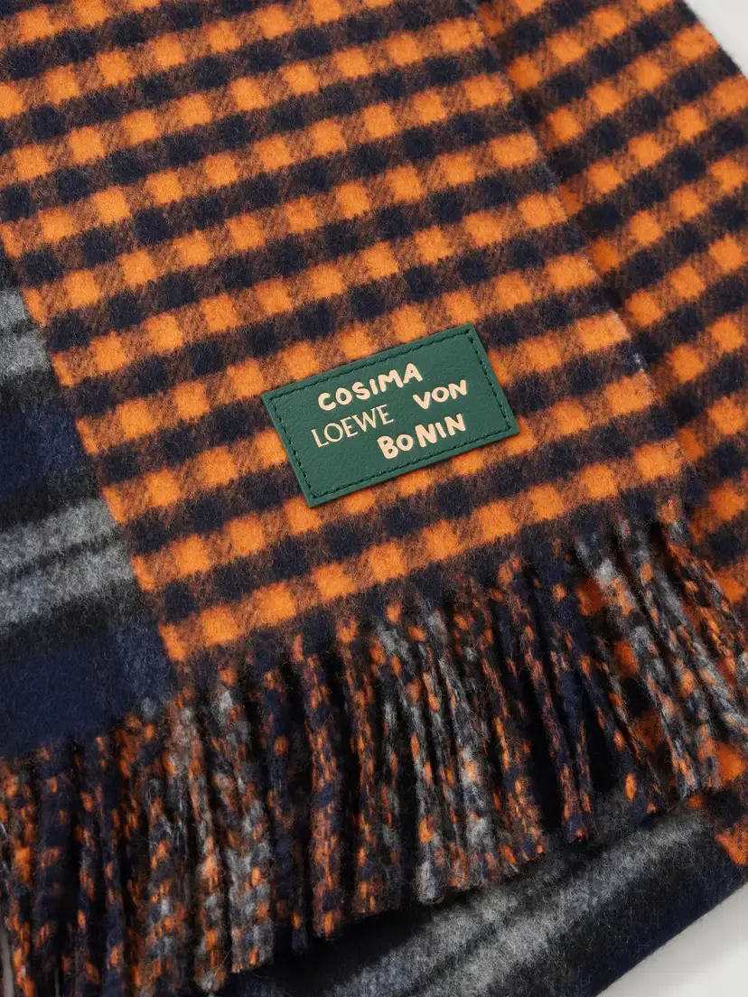 Loewe Fringed Checked Wool And Cashmere-blend Scarf - Multi | Thumbnail 4 Loewe Fringed Checked Wool And Cashmere-blend Scarf - Multi | Thumbnail 4