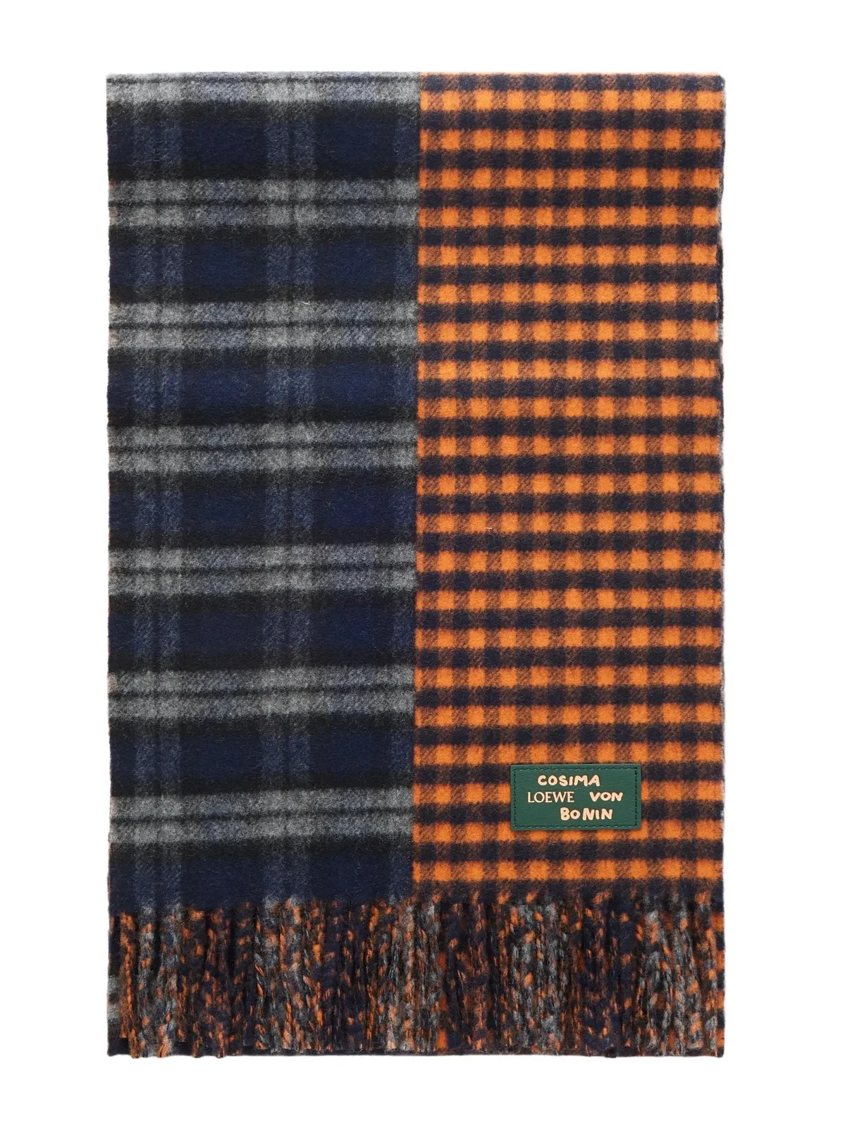 Loewe Fringed Checked Wool And Cashmere-blend Scarf - Multi
