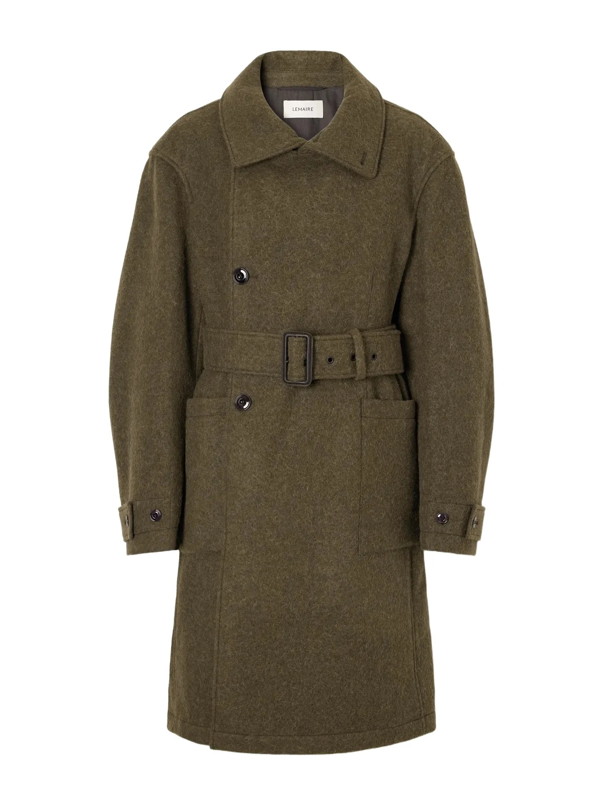 Lemaire Belted Alpaca And Wool-blend Felt Coat