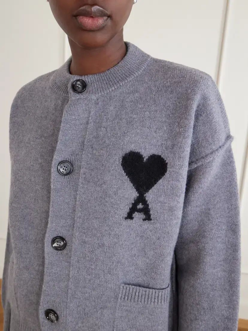 AMI PARIS Intarsia Wool Cardigan | Thumbnail 5 AMI PARIS Intarsia Wool Cardigan | Thumbnail 5
